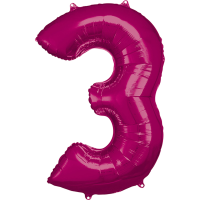 Large Number 3 Pink